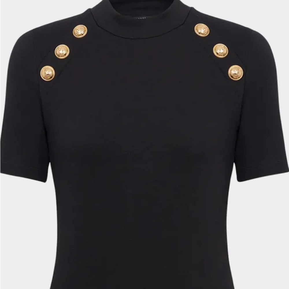 Balmain 6 Button Raglan Sleeve Stretch T Shirt Black Size XL Brand New with Tag